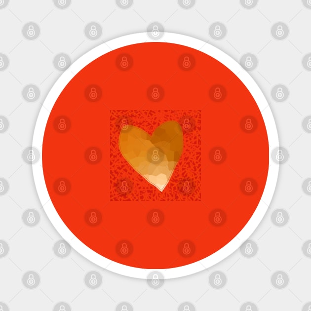 Small Gold Heart on Red Magnet by ellenhenryart